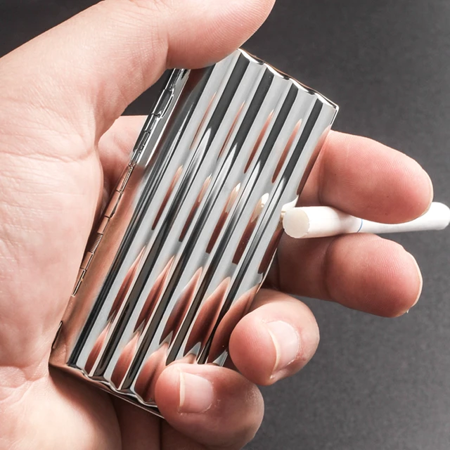New Retro Metal Brass Cigarette Case Box Handmade - Three Sided Spring Clip  Open Pocket Holder For 14 Cigarettes (golden) - Cigarette Accessories -  AliExpress