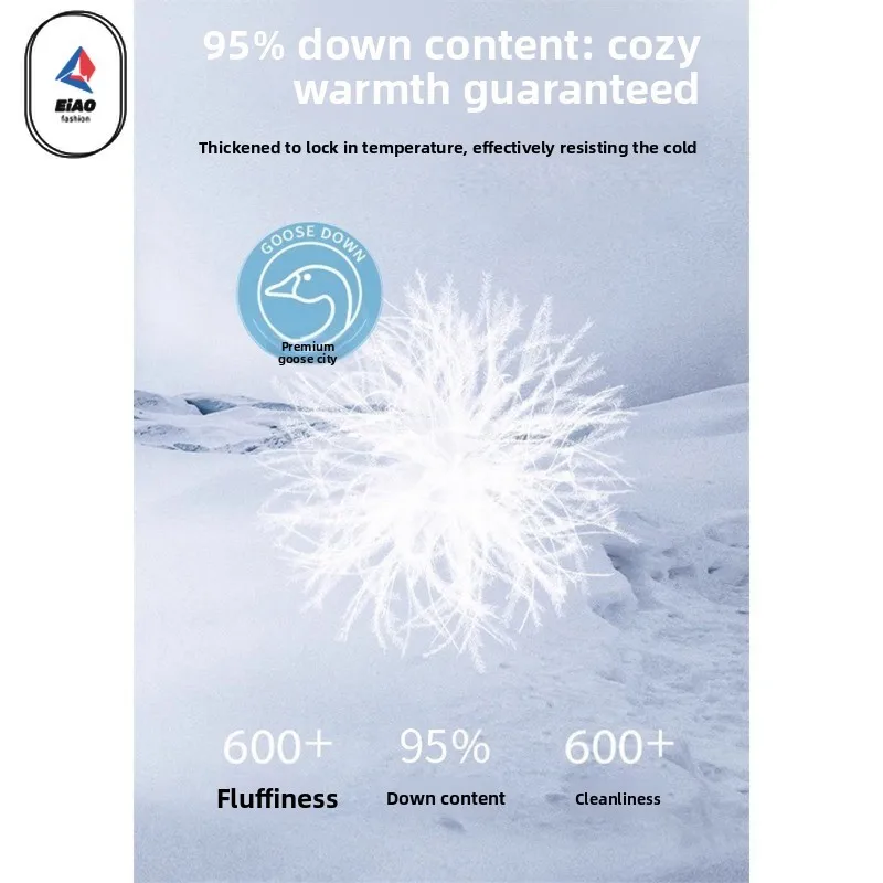 EIAO Outdoor Ski White Duck Down Parka Men Wome Winter Fashion Multi-Pocket Down Jacket Hiking Windproof Fur Collar Puffer Coat