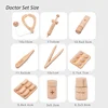 Wooden Pretend Play Toy Makeup Kit Cosmetic Bag Doctor Imitation Game Tool Set Toys for Girls and Boys Interest Development Gift 6