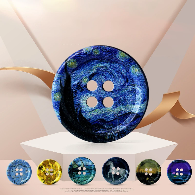 20pcs 18/21/25/27/30/34mm Circular Art Oil Painting Buttons High-end Top Women's Windbreaker Suit Coat Pants Men's Buttons