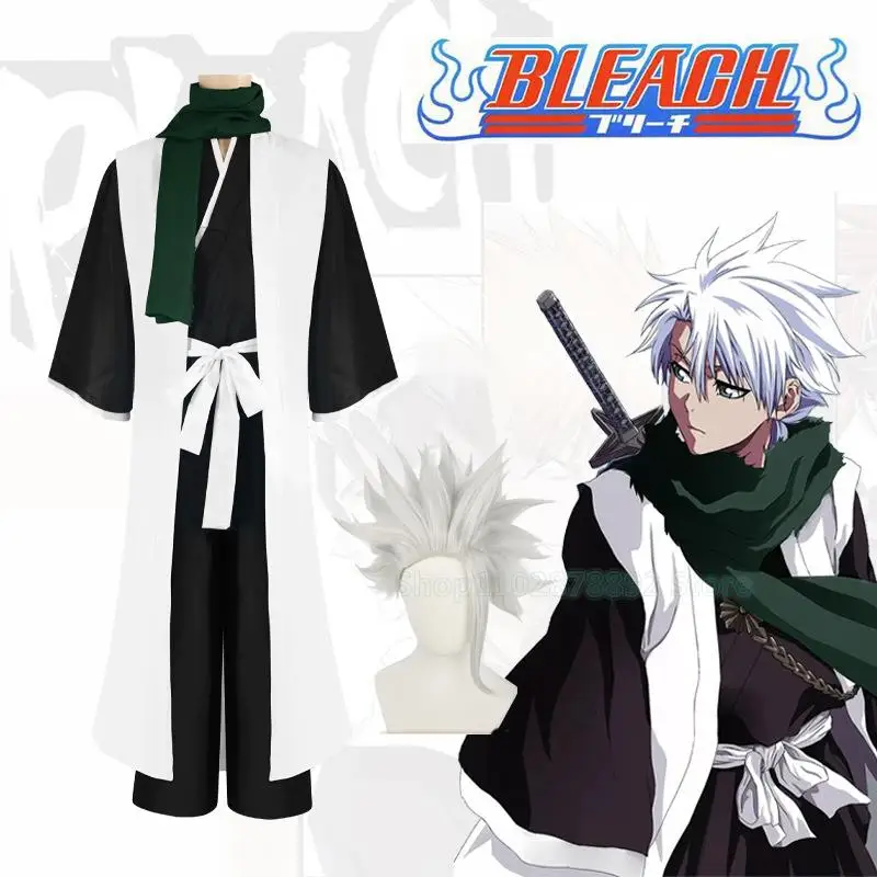 

Anime Bleach Blood War Toshiro Hitsugaya Cosplay Costume Wig Death Divisi 10th Captain Cosplay Unisex Halloween Party Kimono Set