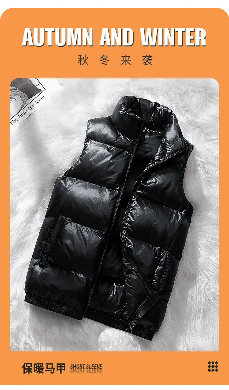 Description Picture 3 of itemMale Zipper Down Vest Jackets Casual Men's Waistcoat Winter Windproof Coats Winter Brand Clothing Vest Jacket Warm Sleeveless
