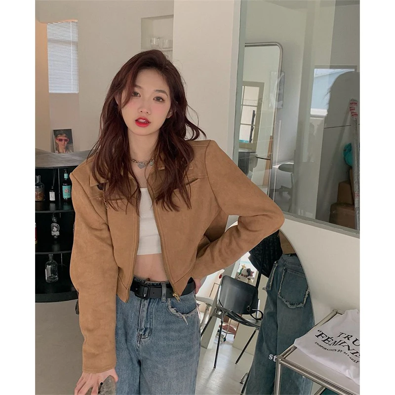 

MEXZT Vintage Cropped Jackets Women Streetwear Y2K Causal Short Coat Spring Autumn Harajuku Korean Slim All Match Outerwear Tops