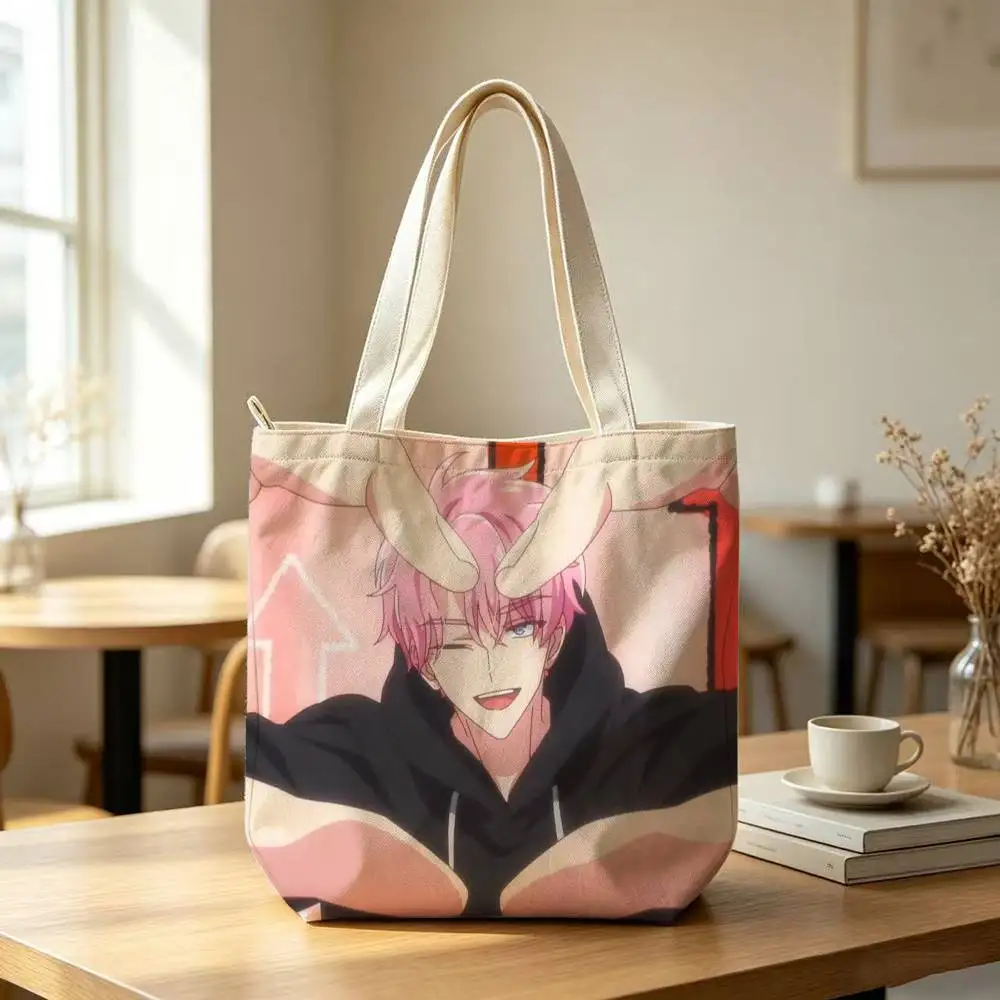 Borsa tote B-Side di Tamon per donna, borsa tote riutilizzabile per la spesa, borsa a tracolla con cerniera e stampa con versetti ispiratori - immagine 4