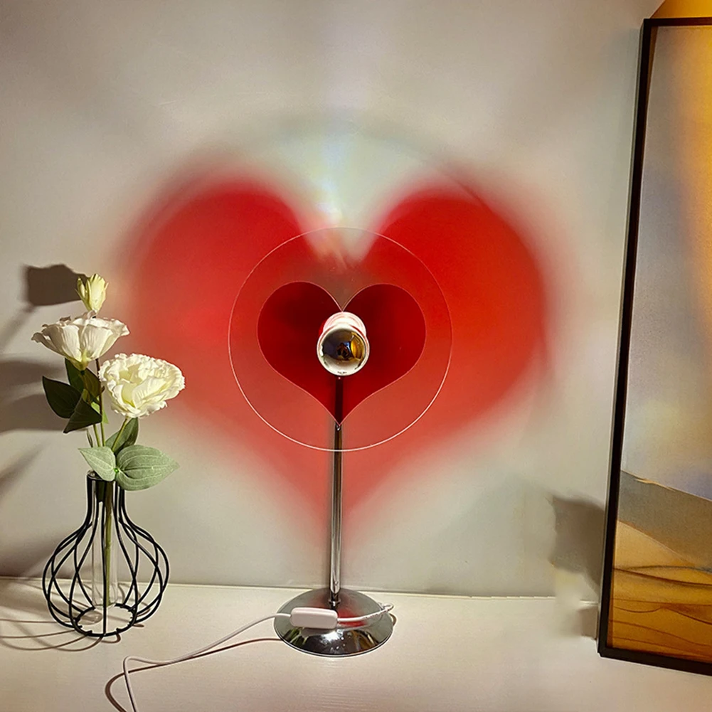 

USB Rechargable Romantic Love Heart LED Night Light Touch Control Table Lamp for Valentines Day Anniversary Gift Home Decor