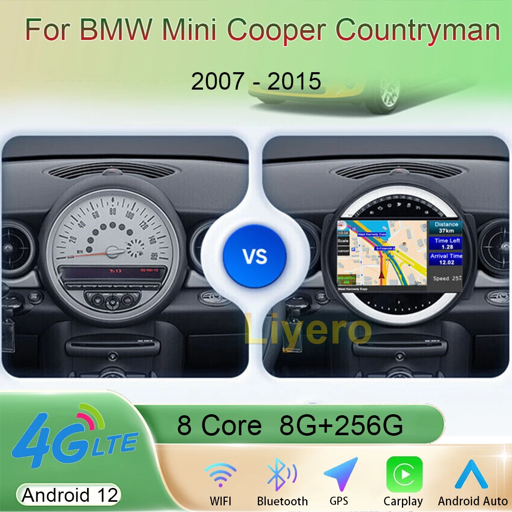 Liyero Android 12 For BMW Mini Cooper Countryman R56 R60 F54 F55 F56  2007-2015 Car Radio Player GPS Navigation Video Carplay 4G - AliExpress