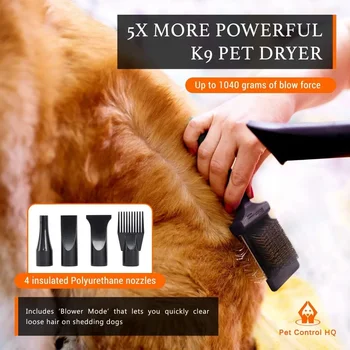 Dog Hair Dryer Blower for Grooming - Professional High Velocity 4.5HP Blow Dryer for Dogs - Pet Dryer Adjustable Heat Low Noise 3
