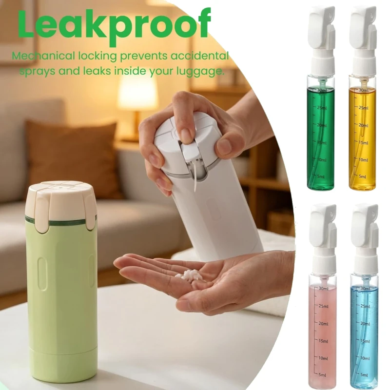 Compact 4-in-1 Leak-Proof Travel Dispenser for Toiletries and Cosmetics