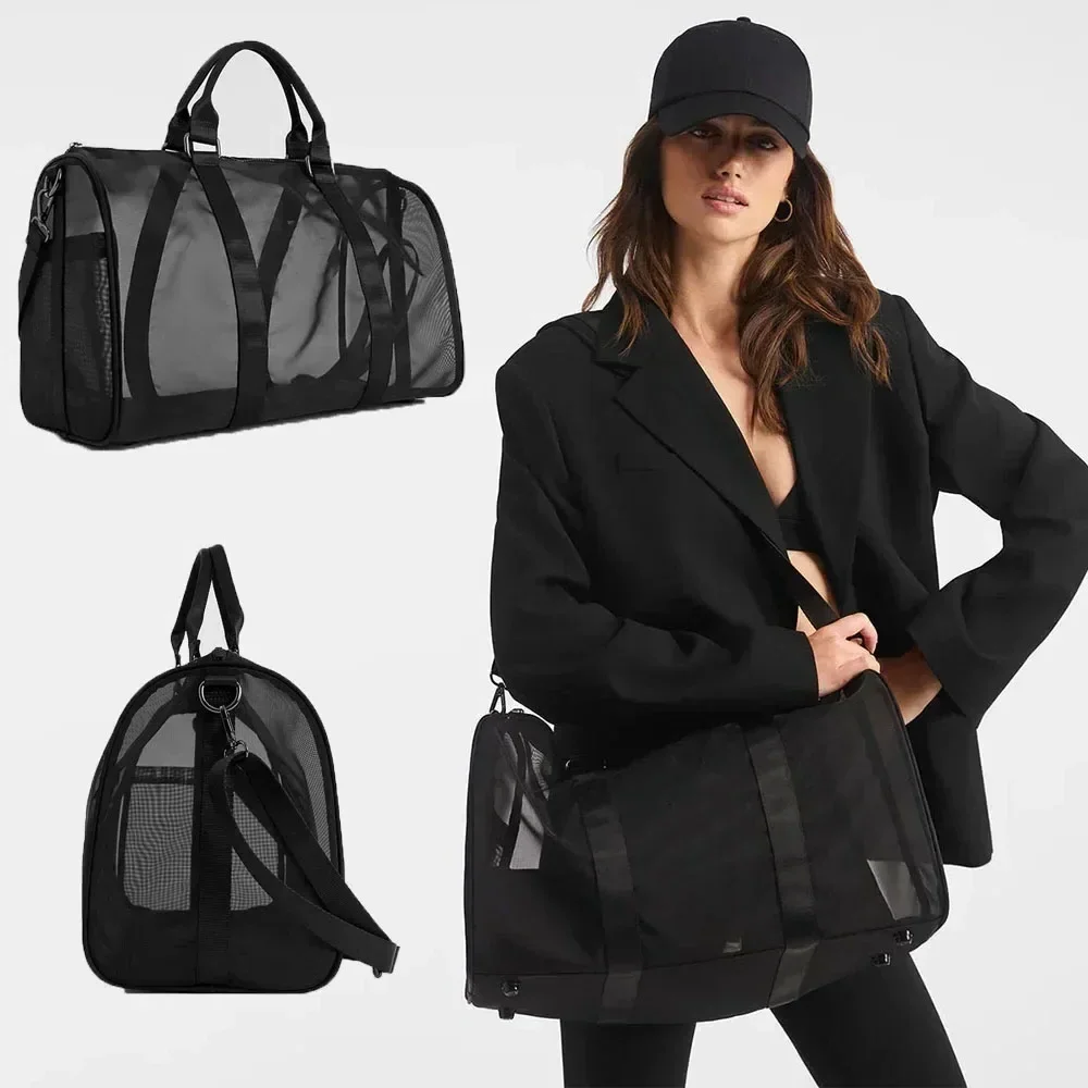 New AL unisex luggage Sheer Duffle bag, yoga mesh fitness bag, sports bag, outdoor portable bag, travel cross bag