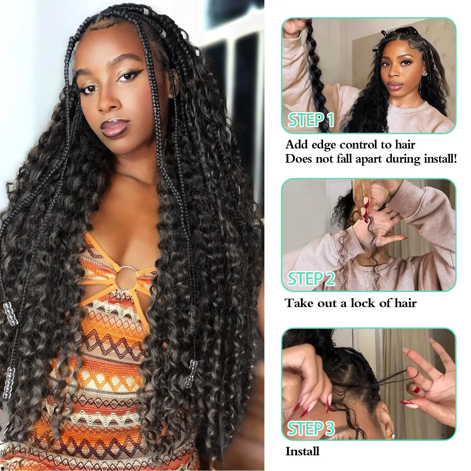 Bulk 100% Human Hair Deep Wave Boho Braids Unprocessed No Weft Brazilian Remy Extensions for Hair Wig Making