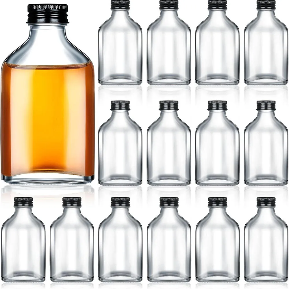 Mini Glass Flask Liquor Bottles Alcohol Shot Bottles Champagne Container DIY Gift for Wine Beverages Liquor Drinks Oil Beer