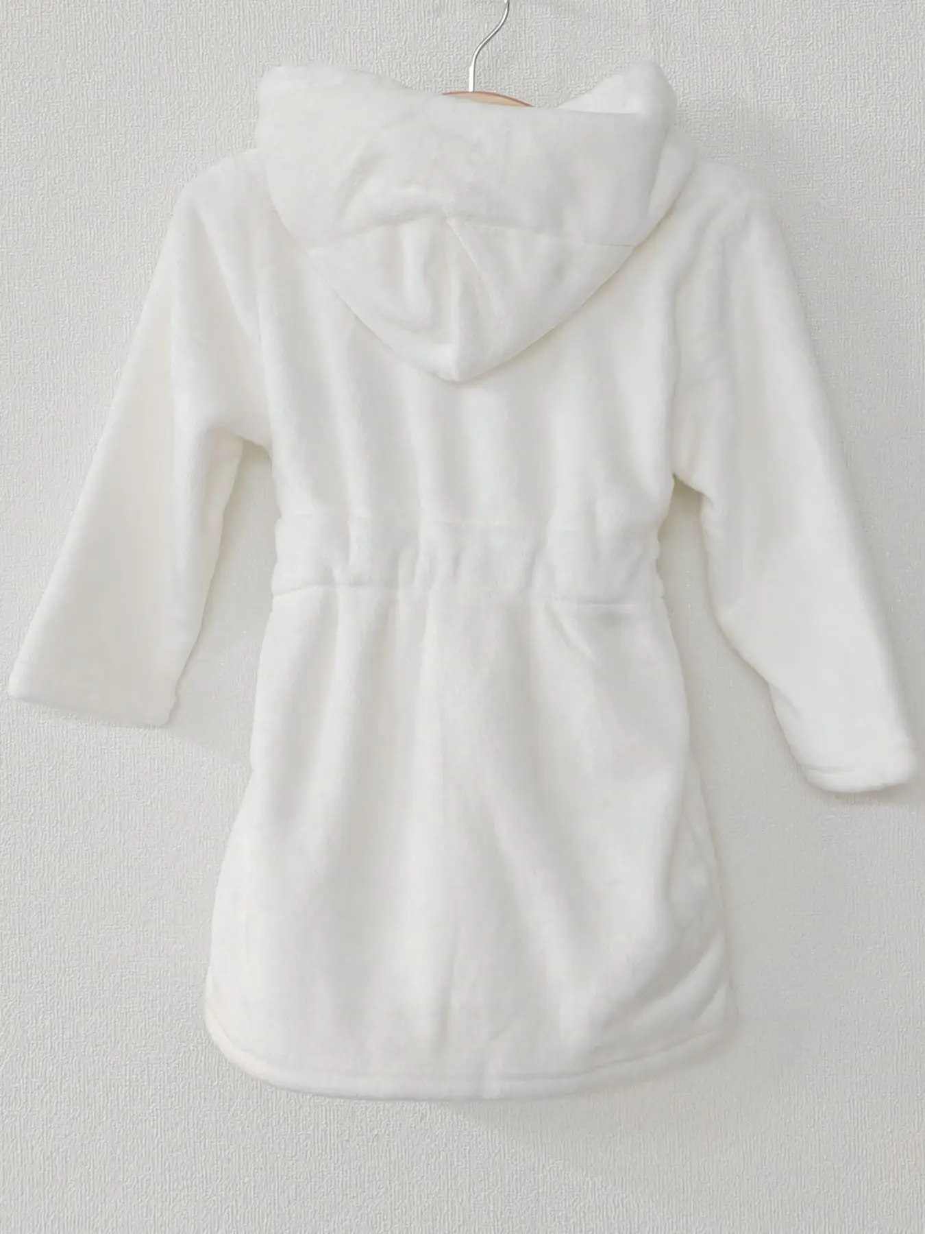 Boys' bathrobe thick coral velvet warm pure white casual home clothing pajamas with hood and belt