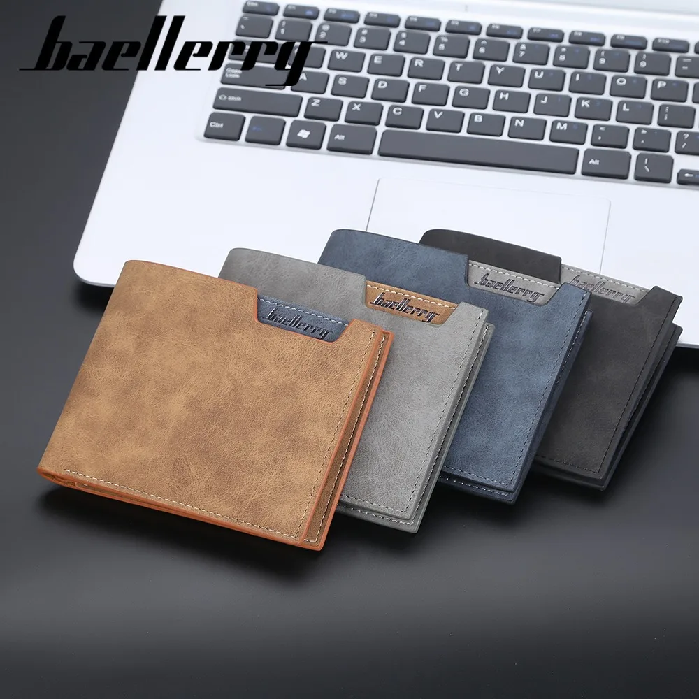 Baellerry Old School Men's Wallet Short Distressed Leather Look 6+ Card Slots Zipper Gift