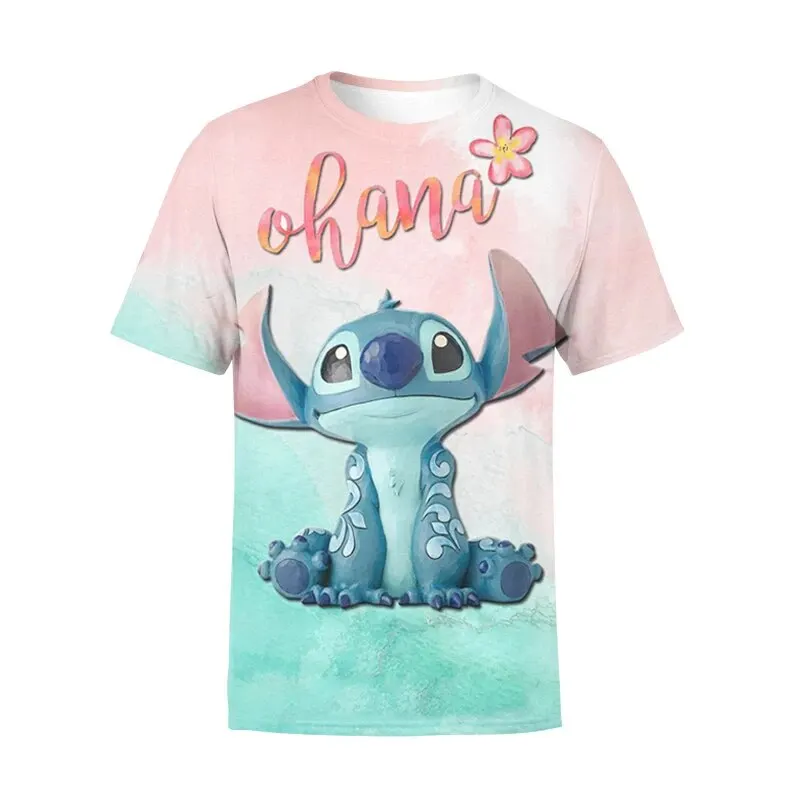 Disney Stitch Children Boys Girls T Shirts Summer Short Sleeve Kids Stich Tops Tees Cartoon Casual Kids Clothes