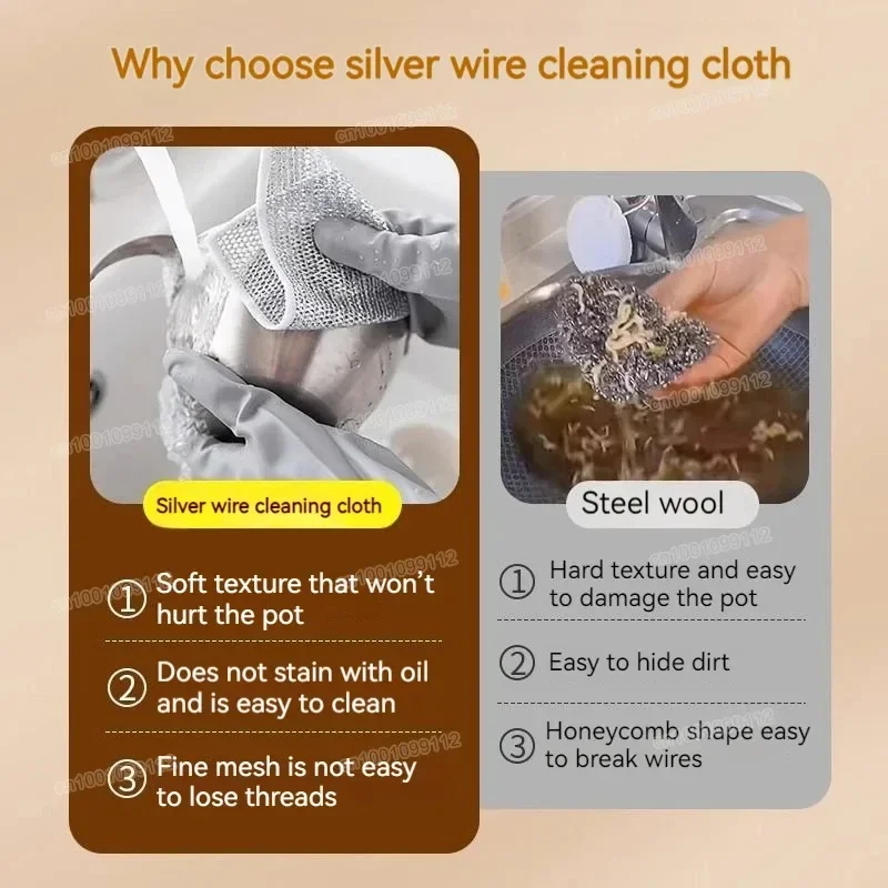 Cleaning Cloth 20pcs Single Double-sided Silver Wire Wipes Household Kitchen Stovetop Dishwashing
