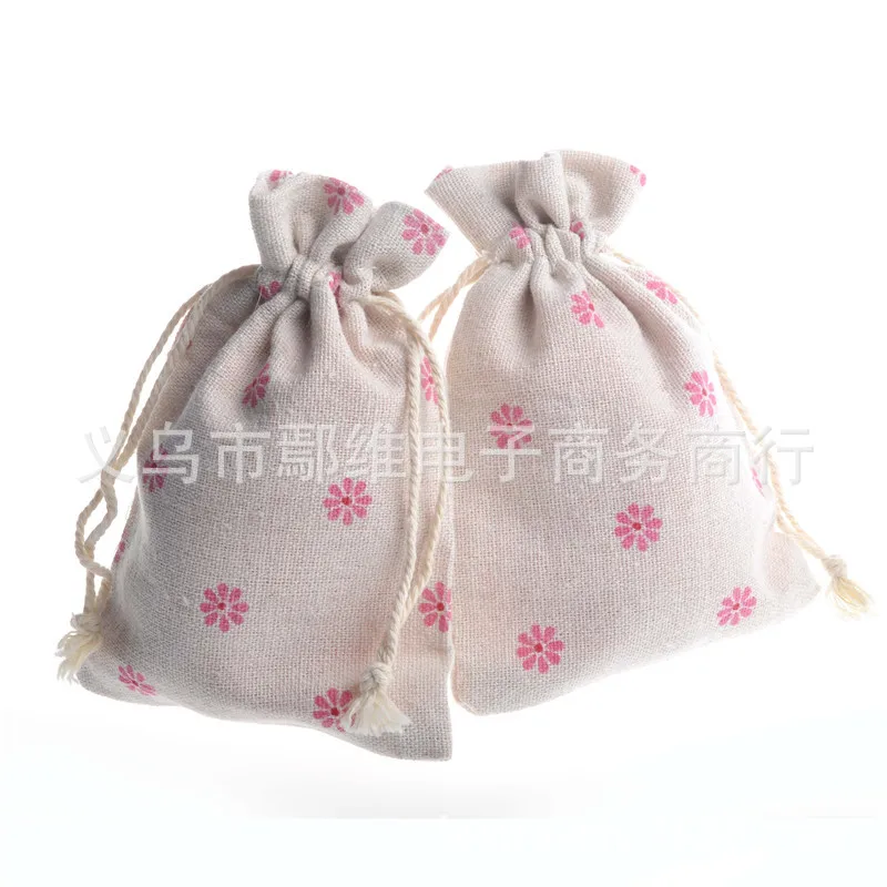 10pcs 리넨 코 튼 가방 10x14cm 모슬린 화장품 보석 포장 가방 웨딩 파티 귀여운 Drawstring 선물 Drawable 가방 선물
