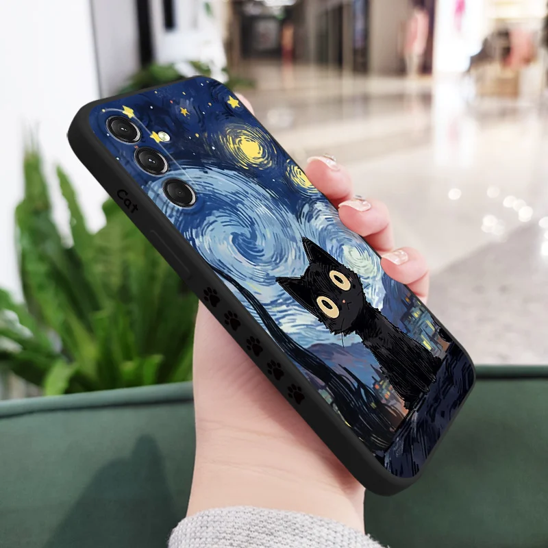Starry Cat Phone Case - Celestial Feline Design Cover