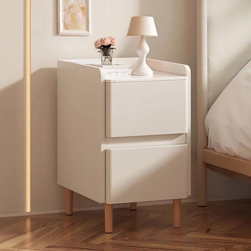 

Aoliviya Official New Small Bedside Table Simple Modern Bedroom Bedside Narrow Sandwich Cabinet Cream Style Solid Wood Small Cab
