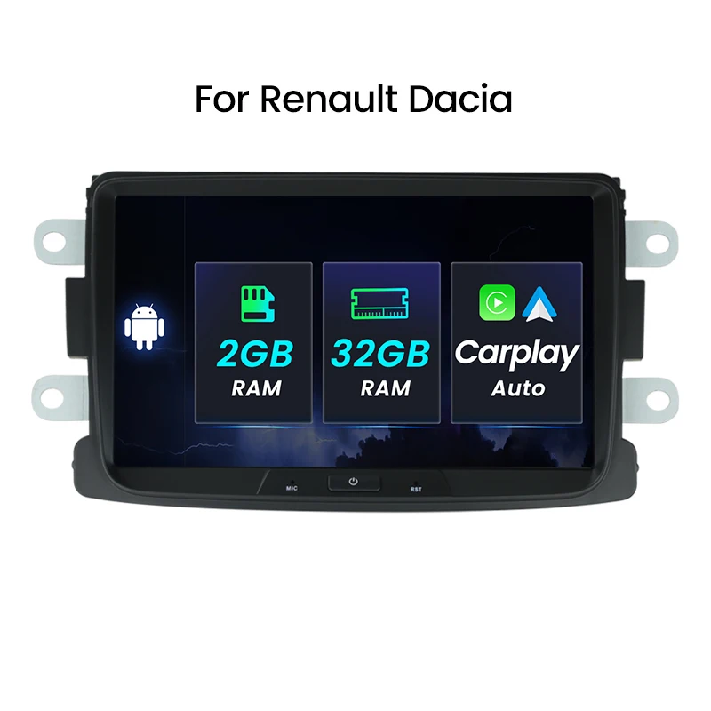 Android 9.0 Autoradio stéréo pour Renault Duster-Dacia Sandero-Lada Xray 2-Renault  Captur-Logan 2, 2 DIN 8 Inch 2G+32G Octa Core