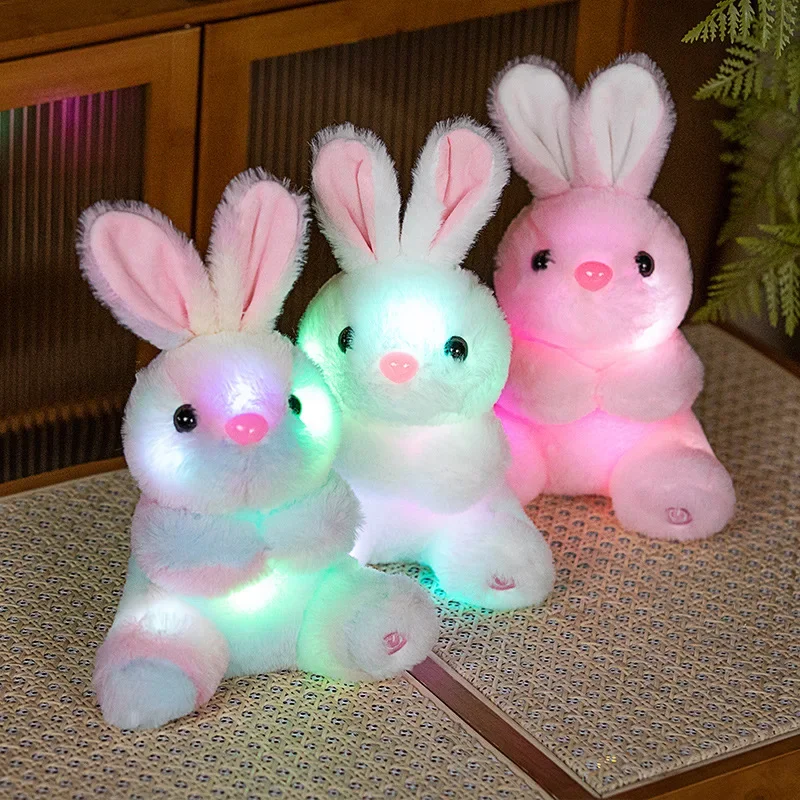 Plush toy Light Up Rabbit Plush Toy Colorful Stuffed Animal Rabbit Doll Kawaii Bunny Peluche Christmas Gift for Kids