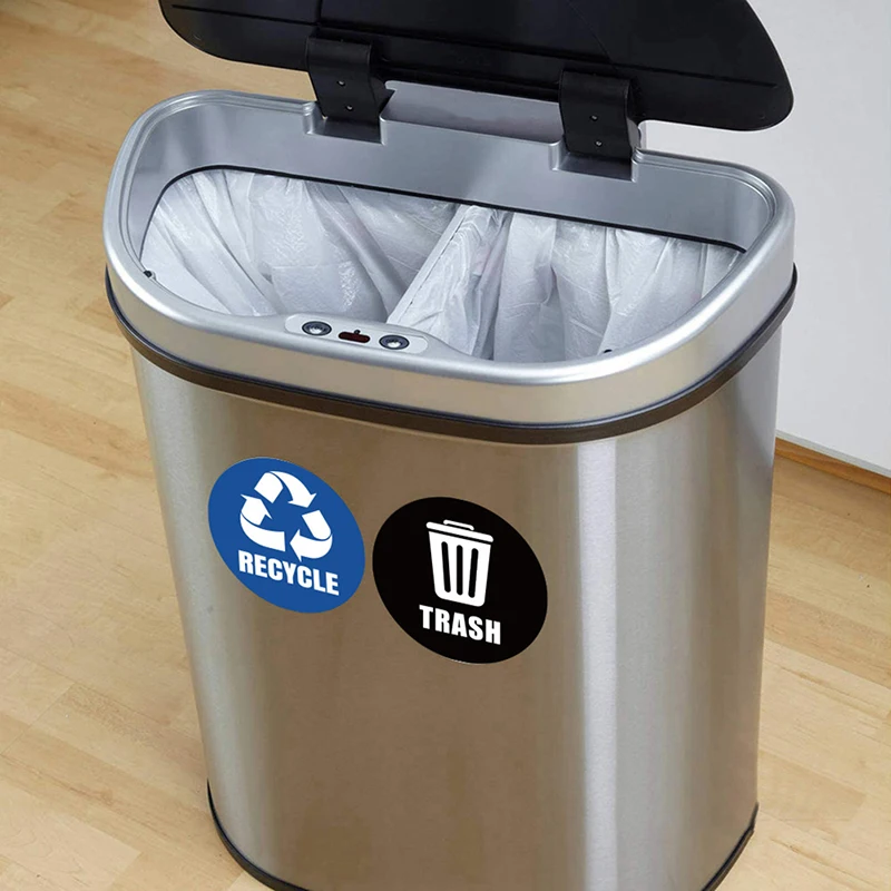 6 Pcs* 5inch PVC Recycle Trash Bin Sticker Vinyl Decals For Label Bins Containers Garbage Cans Home Decor trash can sticker