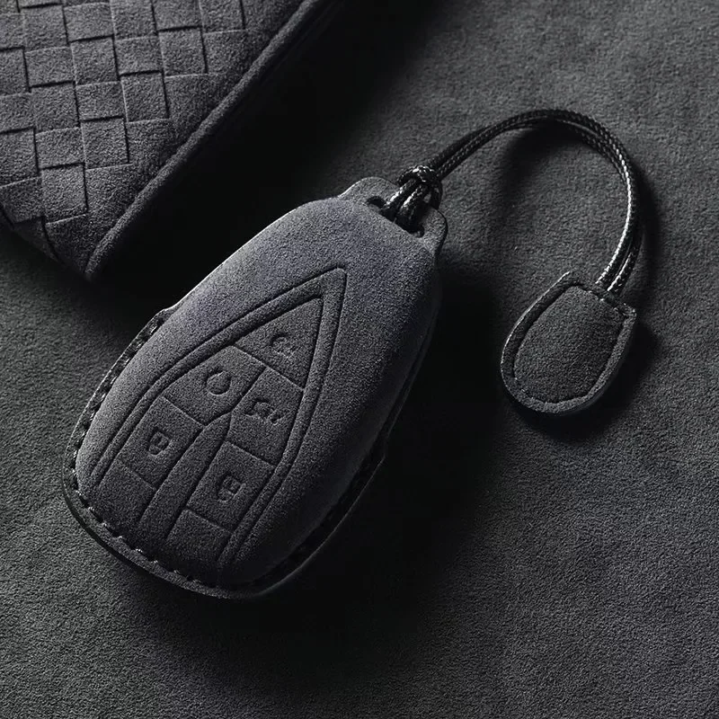 

Leather Car Key Case Cover for Changan CS35 Plus CS55 Plus CS75 Plus 2019 2020 Protector Keyless Suede Keychain Car Accessories
