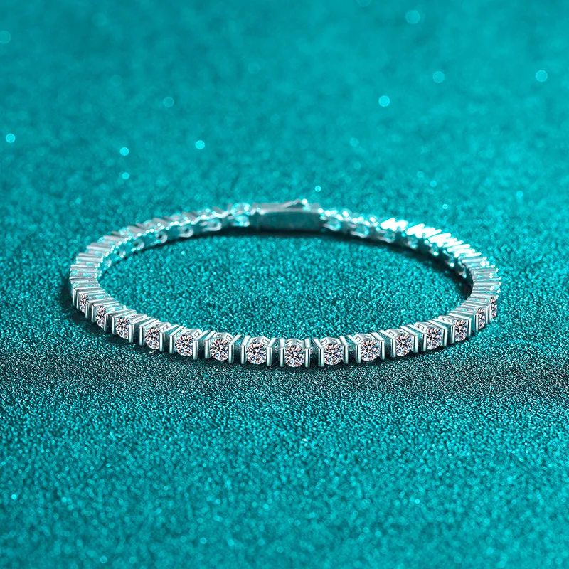 Women's PT950 Platinum Bracelet, 18cm Single 10 Points 3.9 Carat, Hip-Hop Luxury Style Full Diamond Jewelry. 2