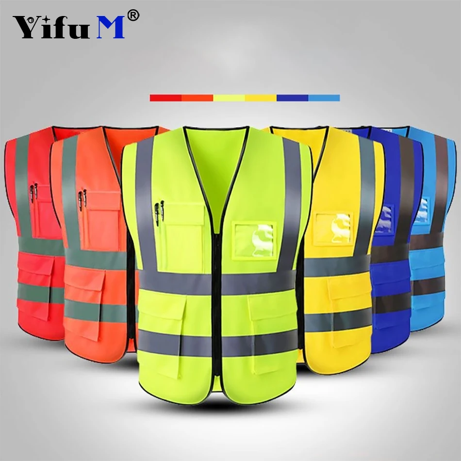 DIY Logo Nighttime Traffic Environment Hygiene Garden Architecture Multi Pocket Reflective Protective Clothing Reflective Coat 4