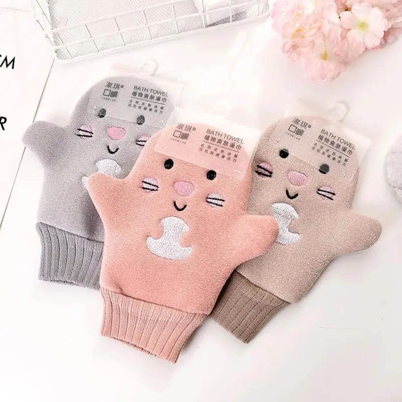 16FE for Creative Baby Bath Gloves Children Cartoon Cactus Bath Mitt Washcloth Scrubbing Gloves Body Clean Sponge Bathroom