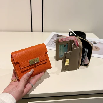Portafoglio retrò da donna di grande capacità con posizione multi carta Commercio estero Borsa portatile multifunzionale a tre pieghe Billetera