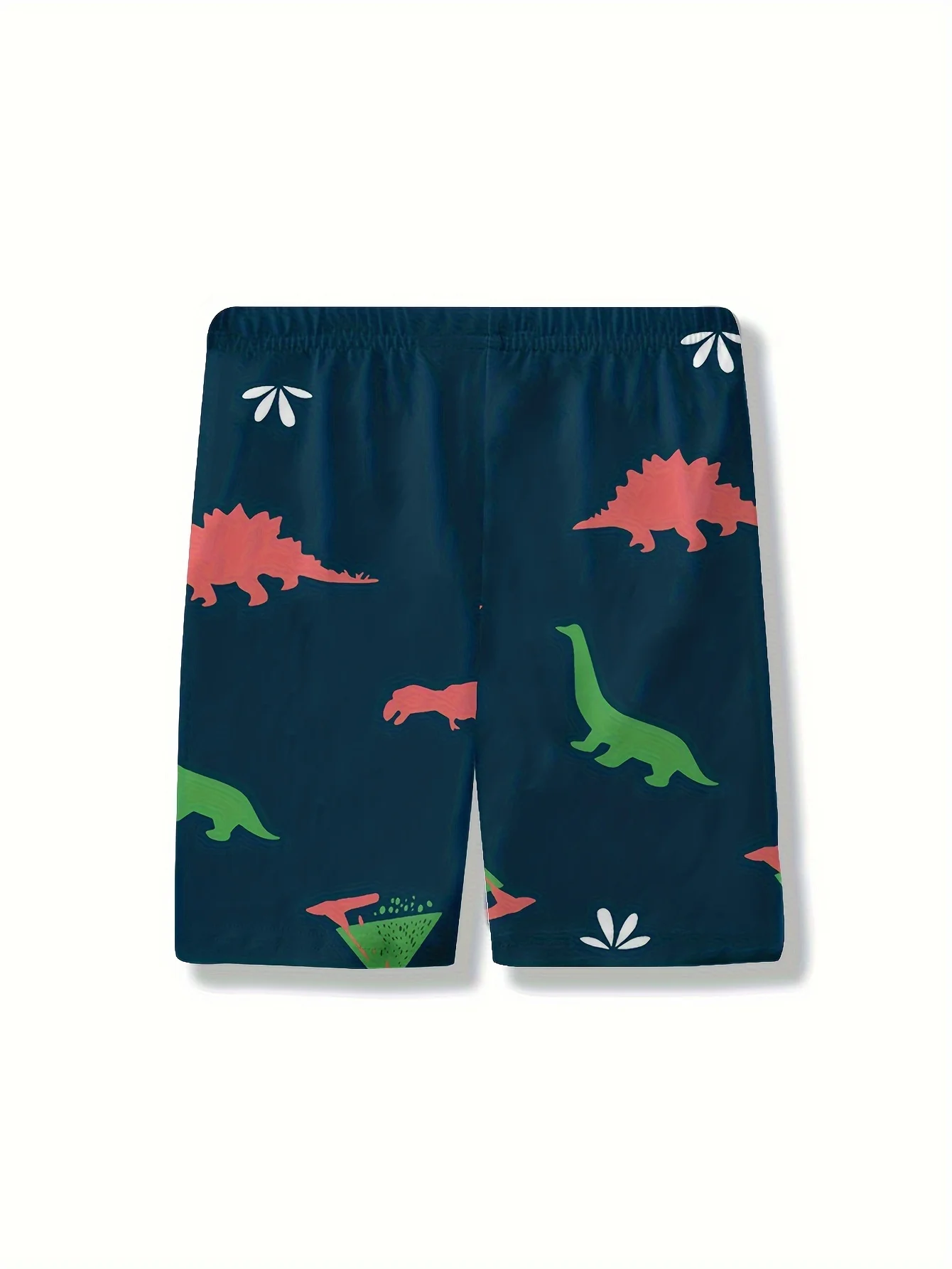 Conjunto de pijama de dos piezas para niño, ropa de dormir con estampado de dinosaurio grande, pantalones cortos de manga corta, para primavera y otoño