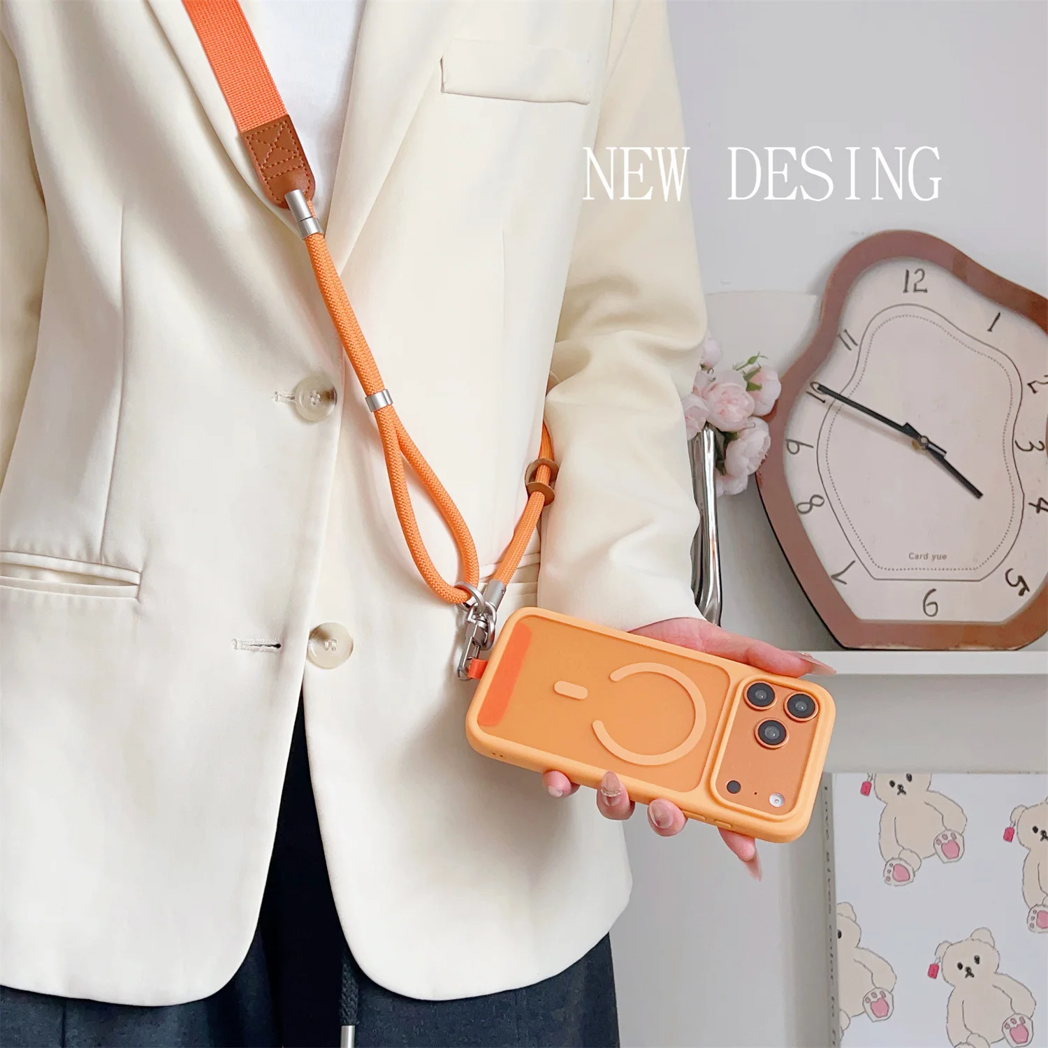 Crossbody Magnetic Strap Phone Case with Lanyard and Shock-Absorbing Protection