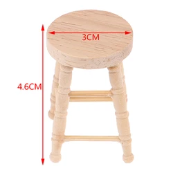 Miniature Wooden Dollhouse Furniture Set - Table, Chair, and Rocking Bench (N1)