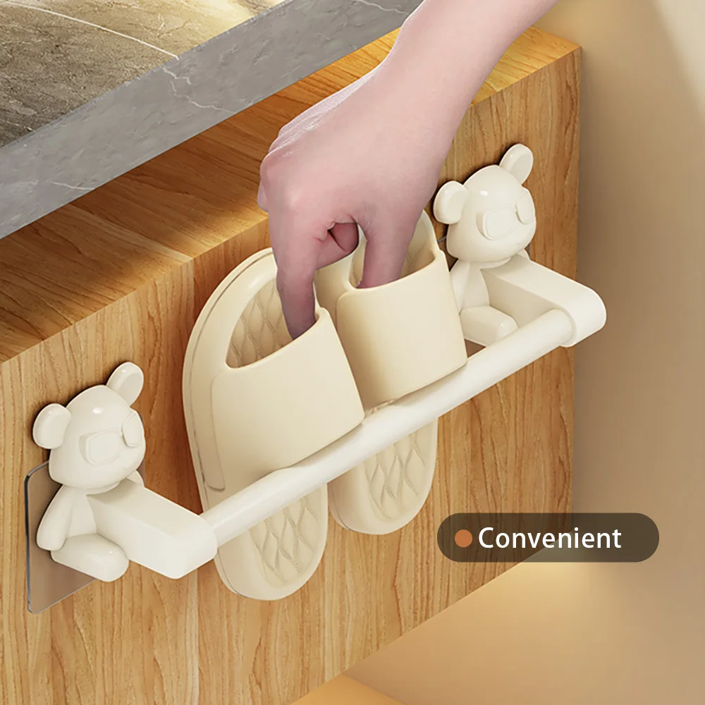 Bathroom Slipper And Towel Rack Self Adhesive Hanging Towel Organizer Space-saving Shoe Storage Rack Behind The Door shoe rack shoe organizer shoe cabinet