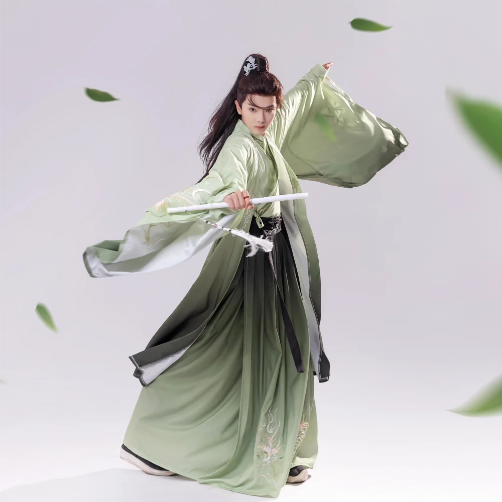 UU BEN Men Ancient Chinese Dress Traditional Hanfu Costume Fancy Cosplay Outfits Crane Robe