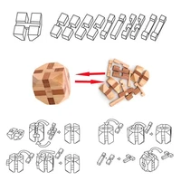 Kids Children Adult Kong Ming Luban Lock 3D Handmade Bamboo Math Puzzles Brain Teasers Educational Finger Toy Birthday Xmas Gift 5