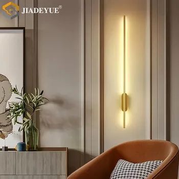 현대 긴 led 벽 램프 황금 홈 장식 침실 거실 표면 탑재 소파 배경 벽 램프 인테리어
