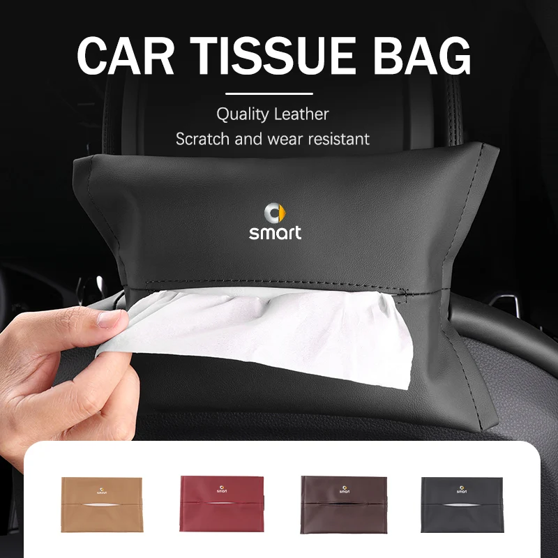 Per Smart Leather Car Tissue Box Paper Storage Bag Organizer Accessori 451 450 Crossblade City Cabrio City-Coupe Roadster