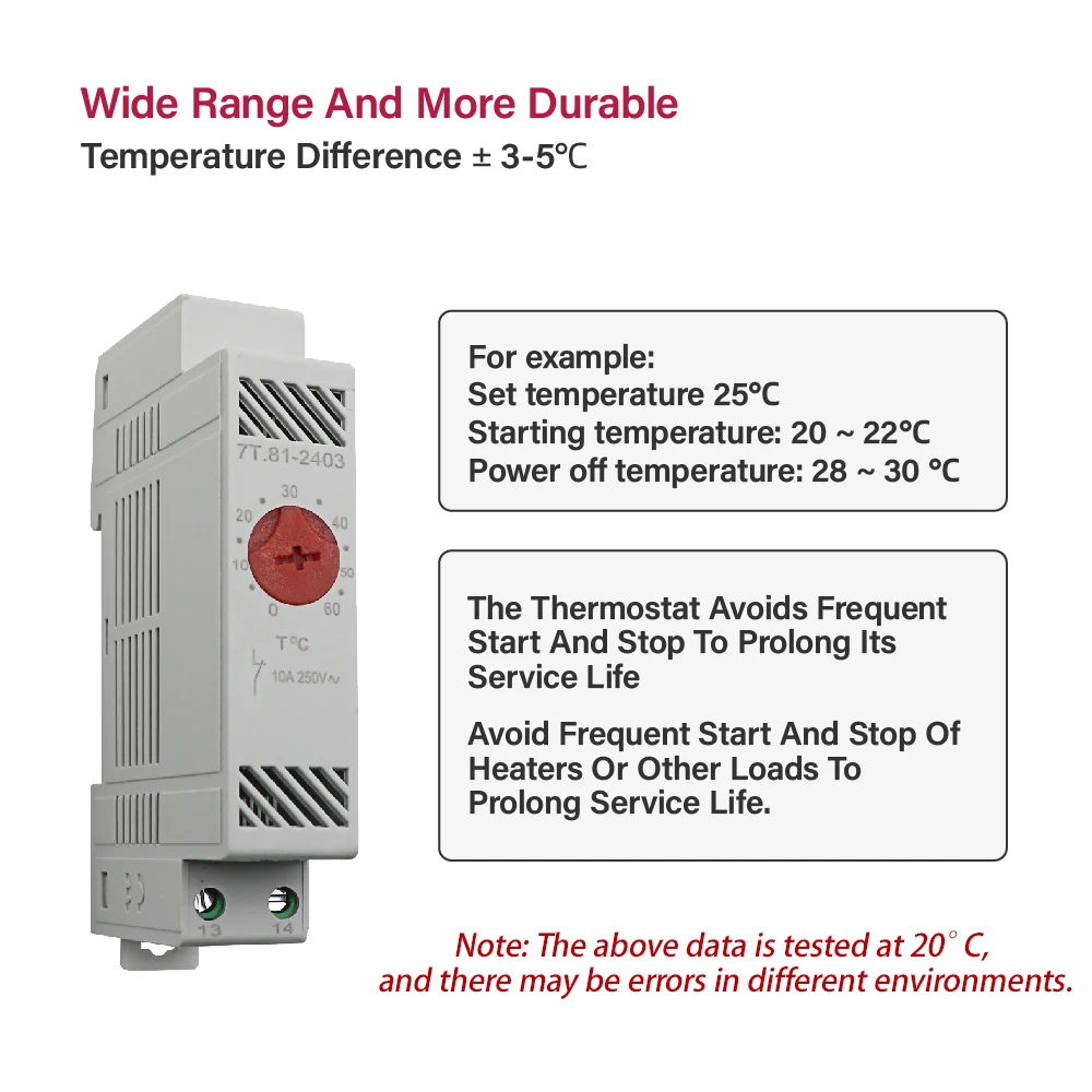 35mm Din Rail NO NC 0-60℃ Industrial Temperature Regulator Automatically Adjusts