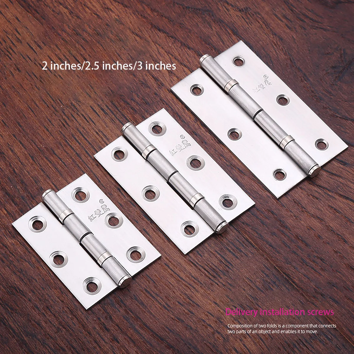 

2Pcs 2.5-3inch Stainless Steel Hinge Cabinet Doors Windows Wooden Box Furniture Flat Hinge