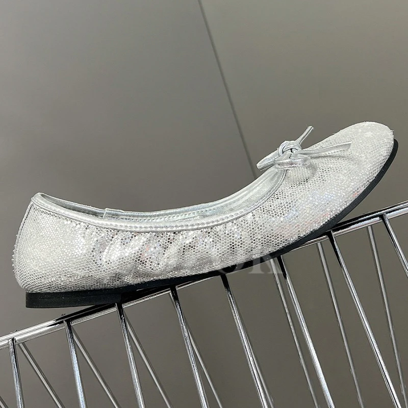 

Female Loafers Autumn 2023 New Butterfly-knot Decor Round Head Ladies Casual Shoes Exquisite Eye-Catching Ballet Flats Shoes