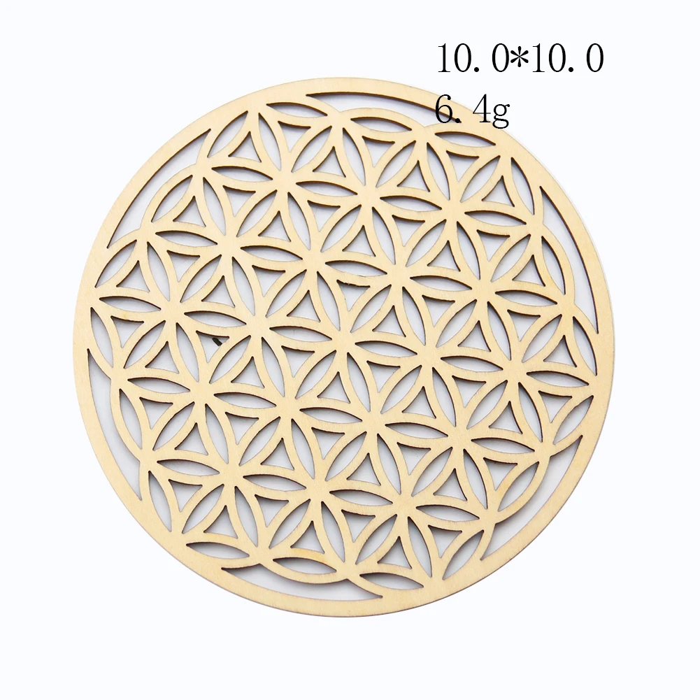 2PCS Chakra Wooden Board Tree of Life Sacred Pendulum Plate Wall Yoga Meditation Crystal Base Coaster Metaphysical Altar Pad