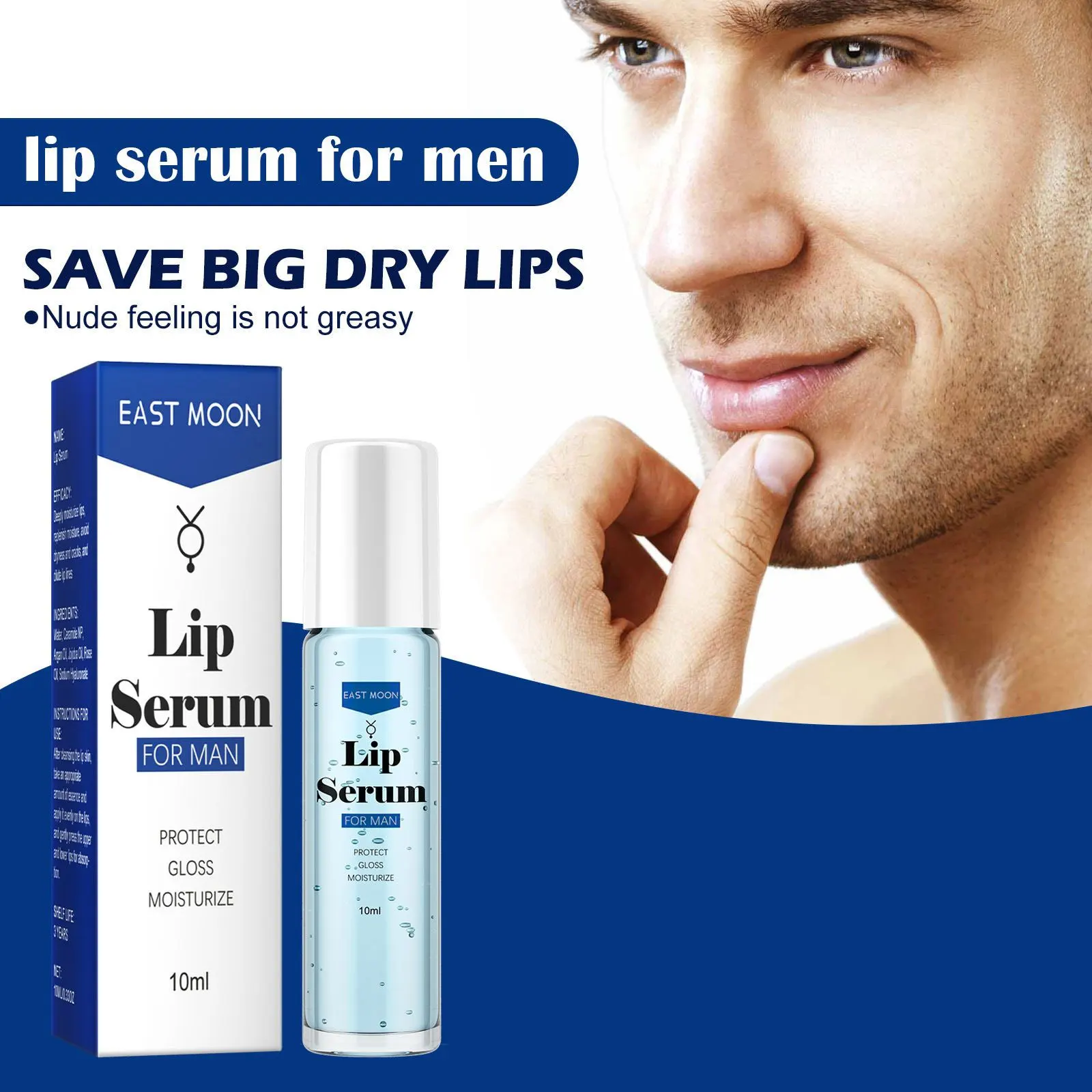 Men Lip Essential Serum Reducing Fine Lines Increase Elasticity Deeply Moisturizing Improving Dryness Hyaluronic Lip Care Liquid 5