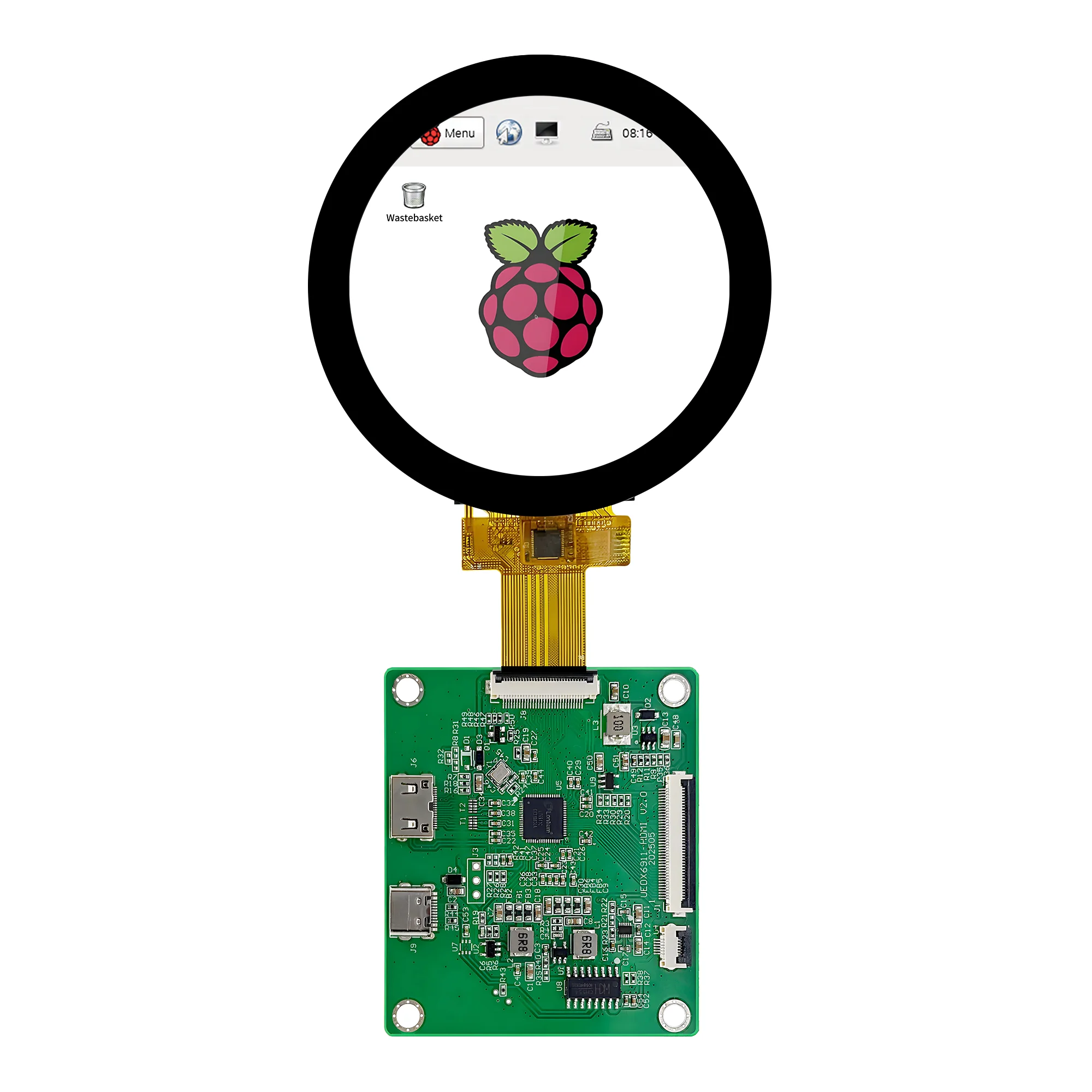 HD-MI Development Board 2.8 Inch 480*480 TFT LCD Round Screen Capacitive Touch Display for Raspeberry Pi