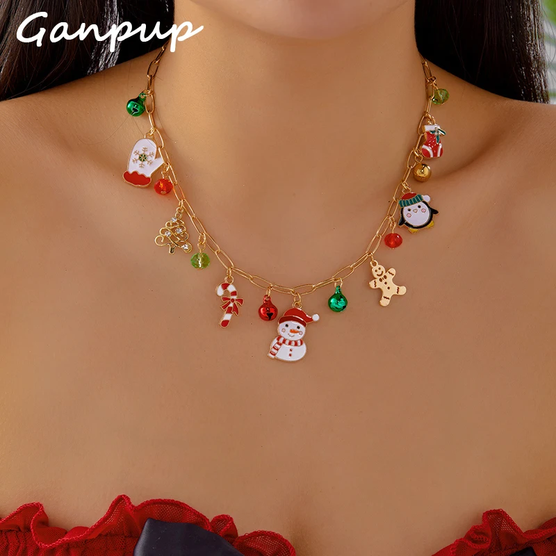 GANPUP Weihnachtskollektion Halskette für Damen, modisch, Winter, Weihnachten, Schneemann, Handschuh, Anhänger, Halskette, Halskette, Schmuck, Geschenk