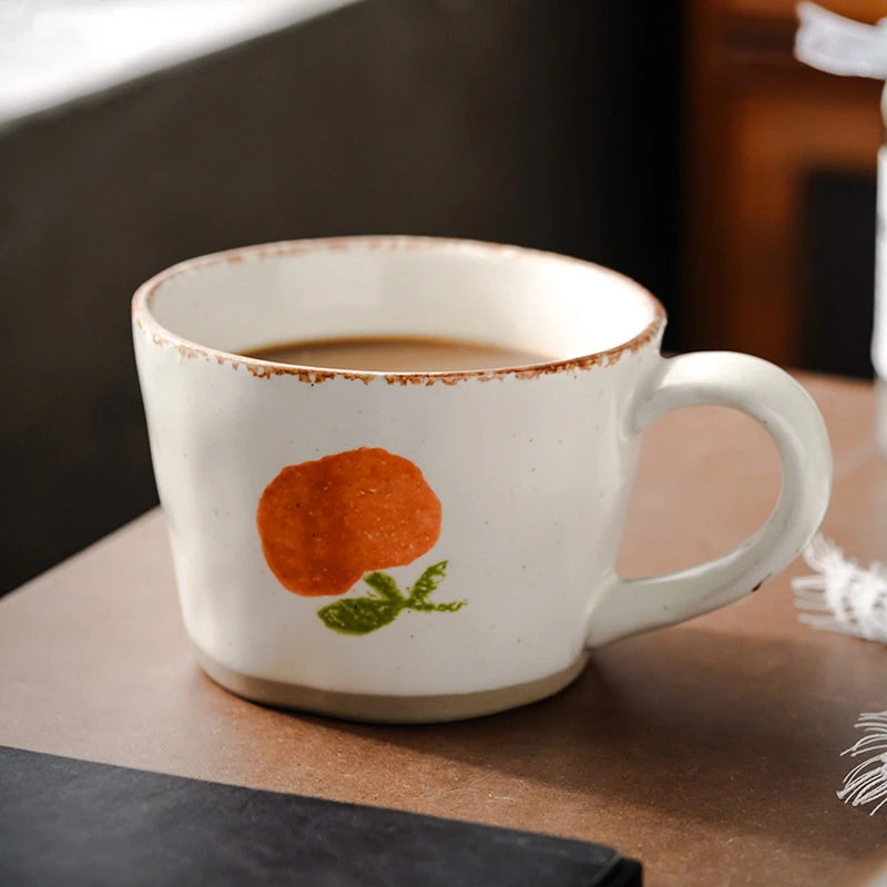 

Hand-painted Coarse Pottery Coffee Mug Office Afternoon Tea Milk Cup Juice Cup Ceramic Mug Creative Water Cup Household Goods