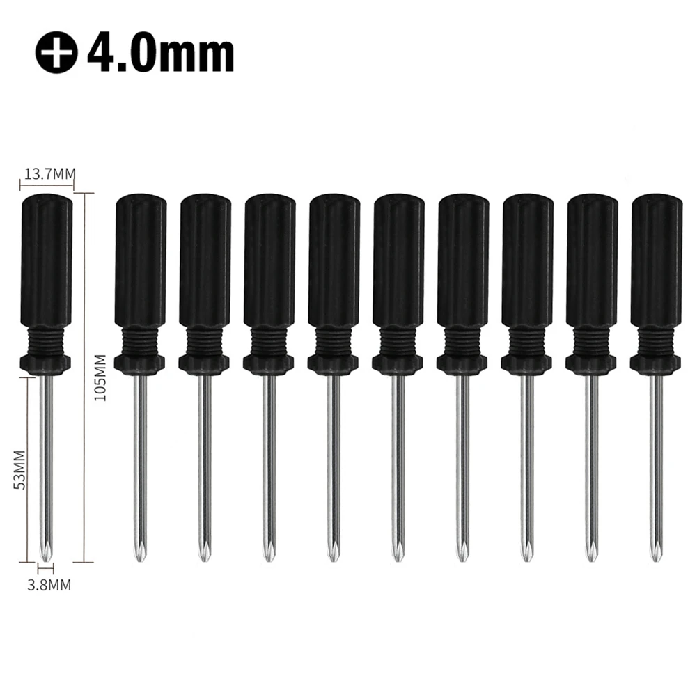 

10pcs Screwdriver 4.13inch 4mm 53mm Rod Slotted Cross Head 45# Steel For Disassemble Toys Small Items Repairing Manual Tools