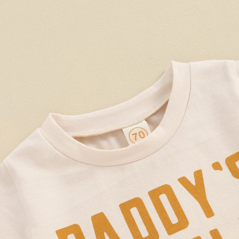 

Комплект летней одежды для маленьких мальчиков, футболка с коротким рукавом и шорты с принтом Mamas Daddys Little Buddy, Одежда для младенцев