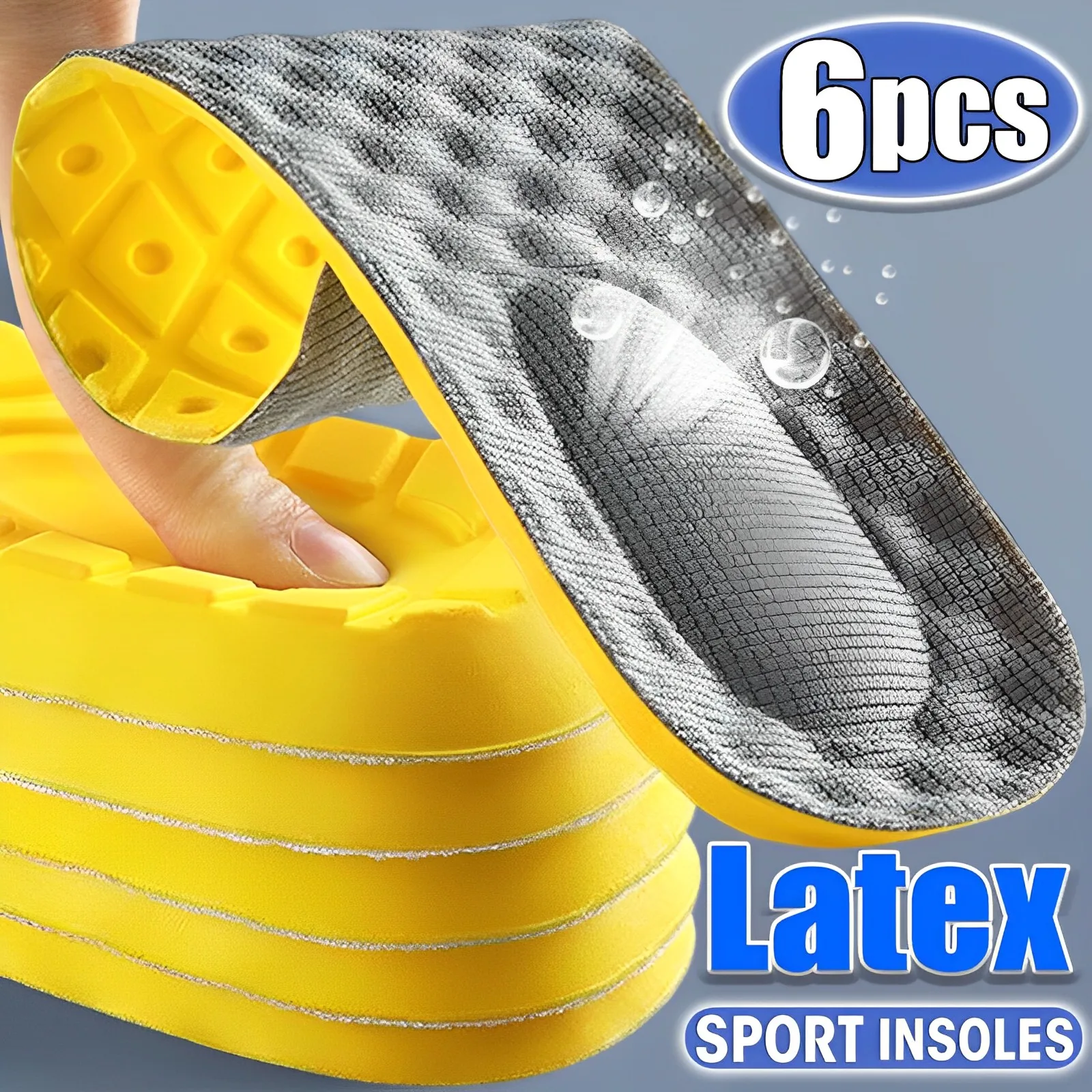 

Hight Elastic Latex Memory Foam Insoles Women Men Sport Foot Support Shoe Pad Breathable Orthopedic Feet Care Insert Cushion