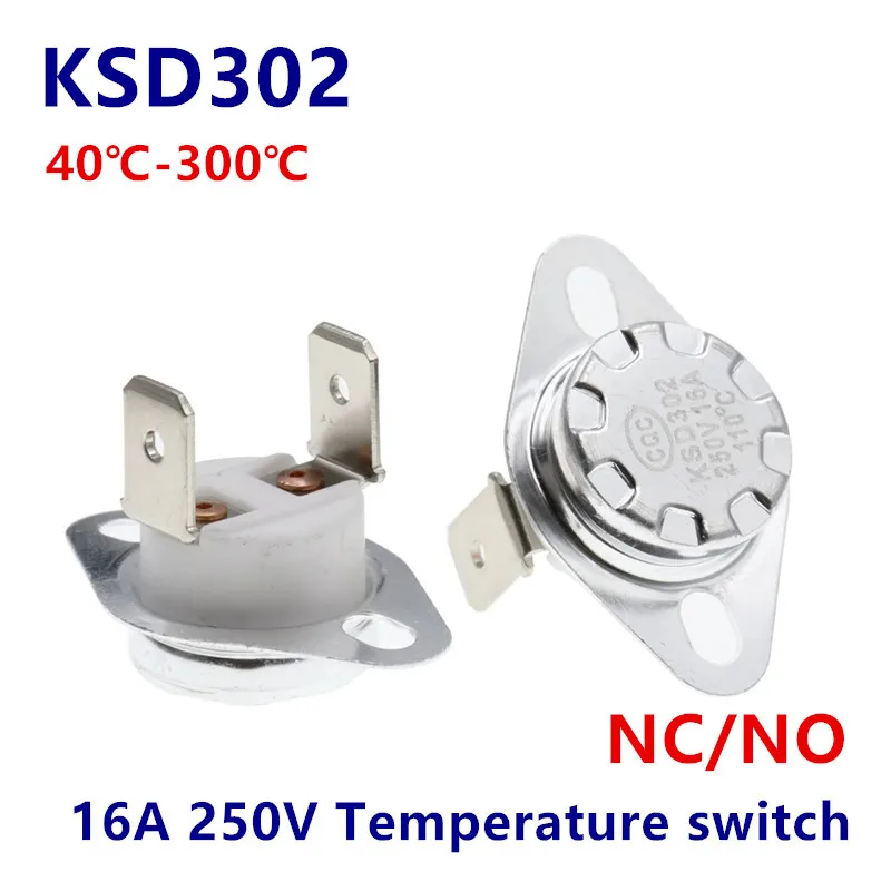 

KSD302 16A 250V 40-300 degree Ceramic KSD301 Normally Closed Open Temperature Switch Thermostat 45C 85C 95C 135C 160C 220C 300C